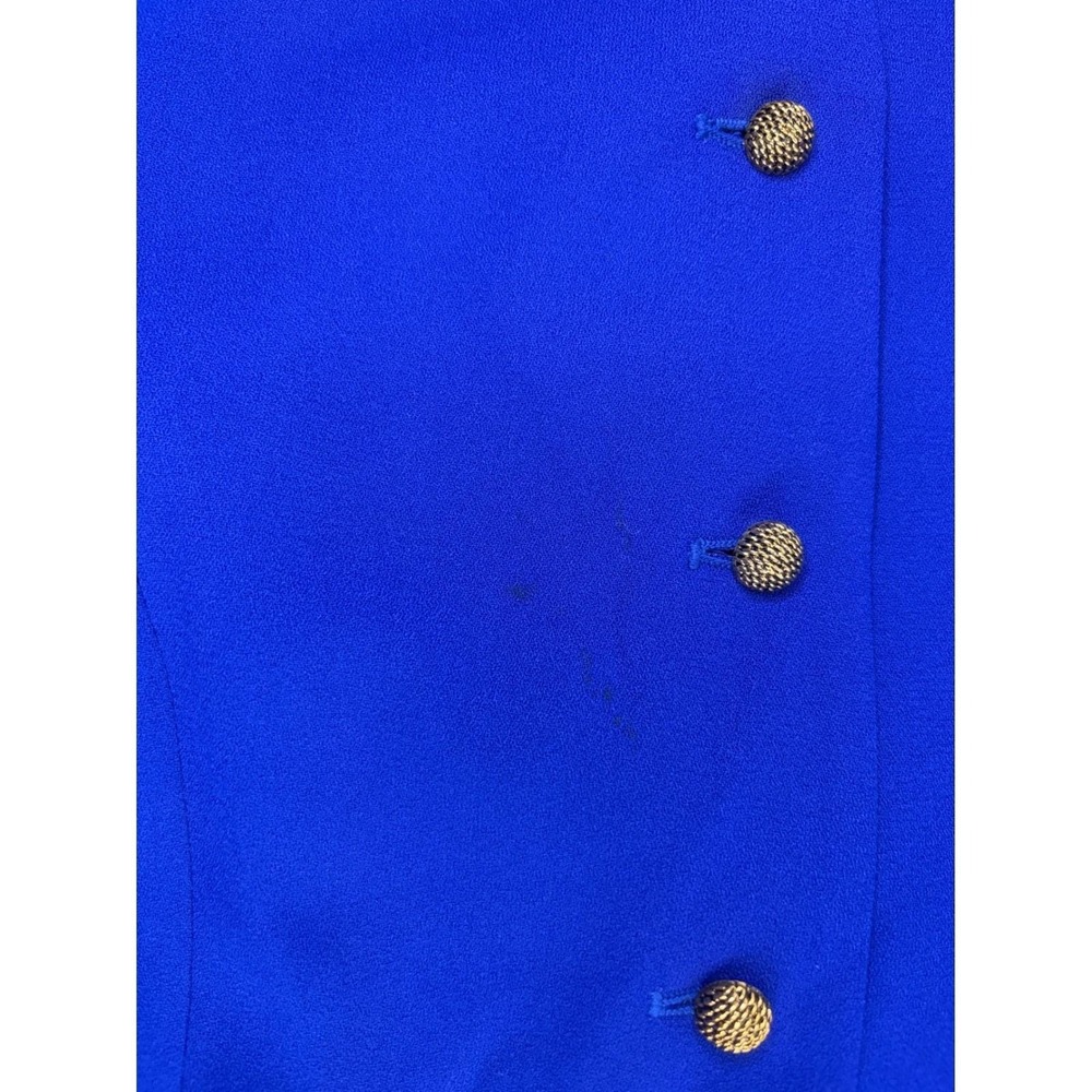 Kasper for ASL Royal Blue Button Front Sheath Dress Vintage Gold Buttons Size 12 - Picture 10 of 15